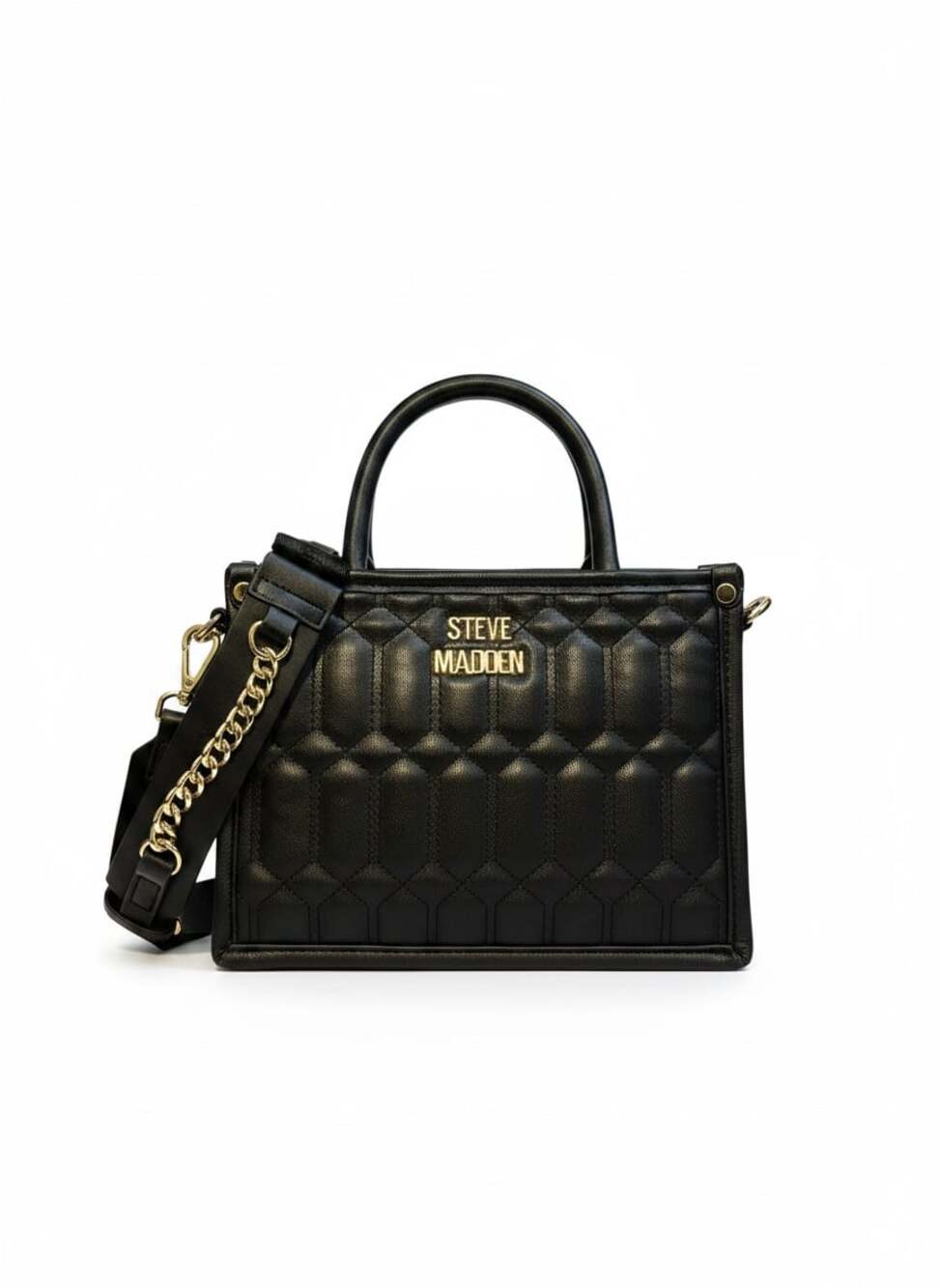 Steve Madden Black Quilted Satchel Crossbody Bag